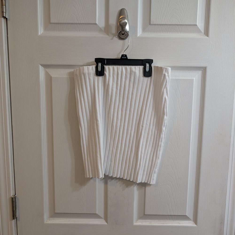 Cotton Citizen‎ Capri Mini Skirt White Raw Hem Wide Rib Elastic Waist - Size L
